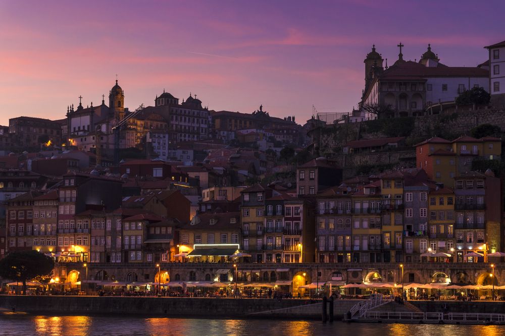 View of Porto at night, Portugal
