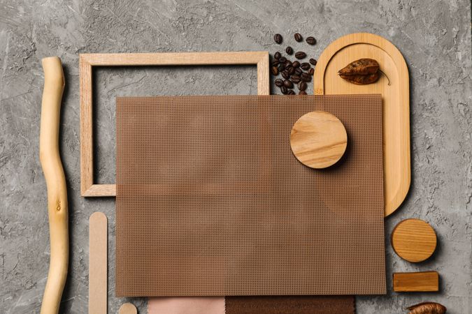 Flat lay of creative moodboard composition, top view