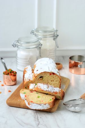 Christmas Stollen on light Background