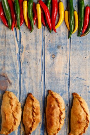 Set of patties near chili peppers