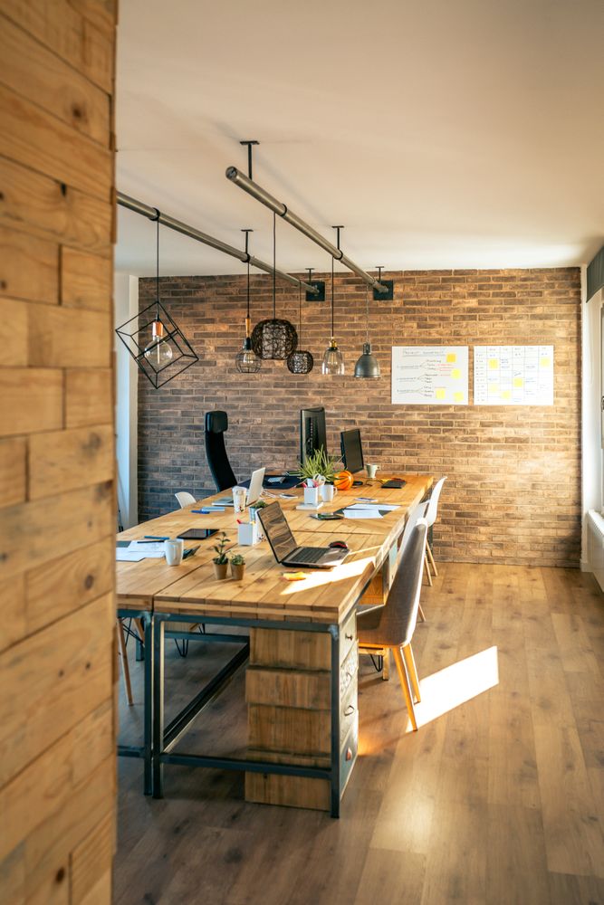 Interior of industrial style coworking office