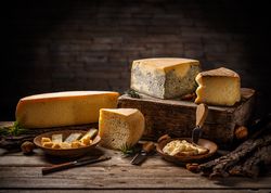 Board of hard cheese