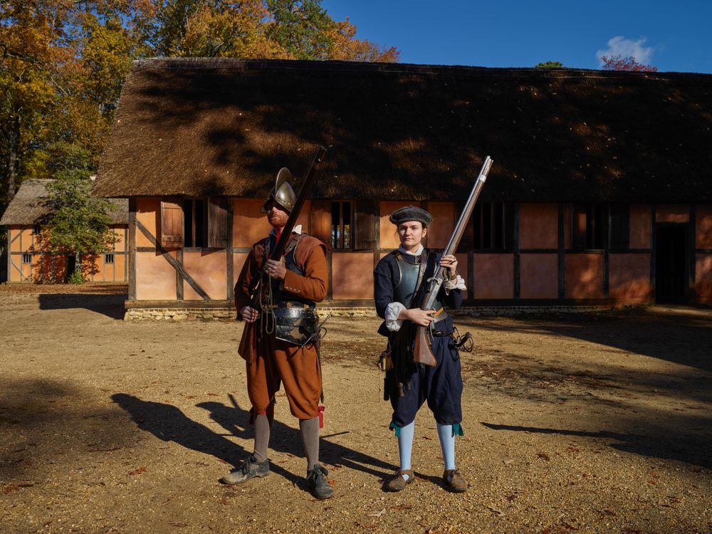 Renacting guard duty at the Jamestown Settlement in Jamestown, Virginia