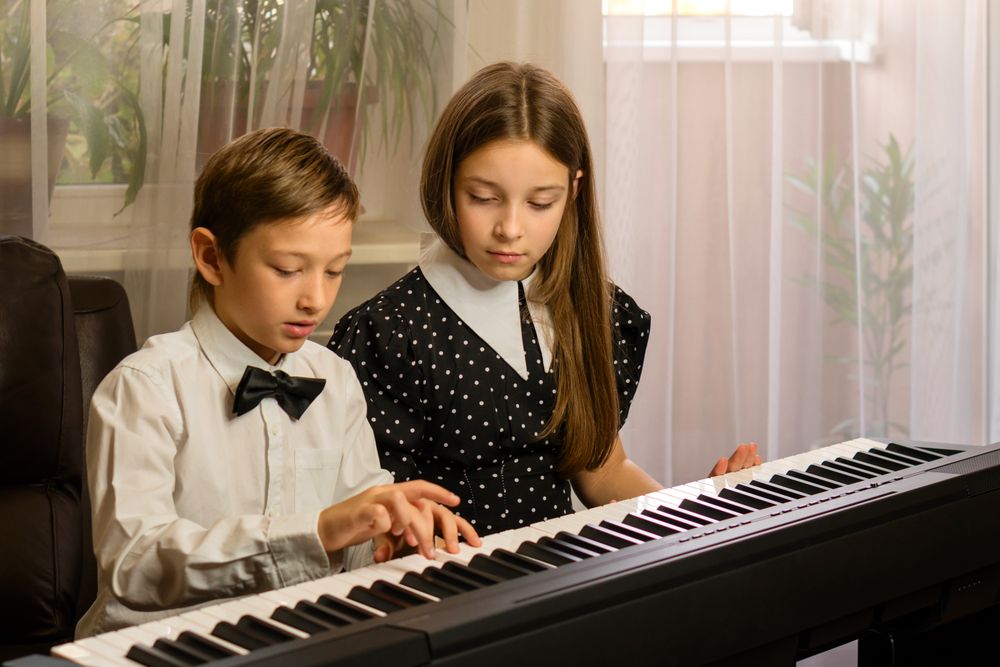 Elegant Piano Duet at Home