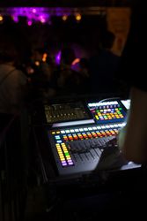 Sound mixer during a night concert