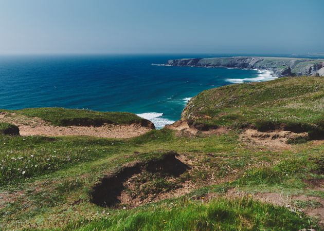 Cliff in Cornwall overlooking the sea