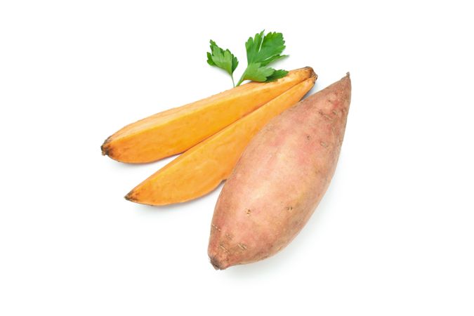 Concept of vegetables, sweet potato, isolated on blank background