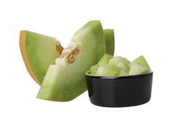 A slice of fresh melon, isolated on plain background