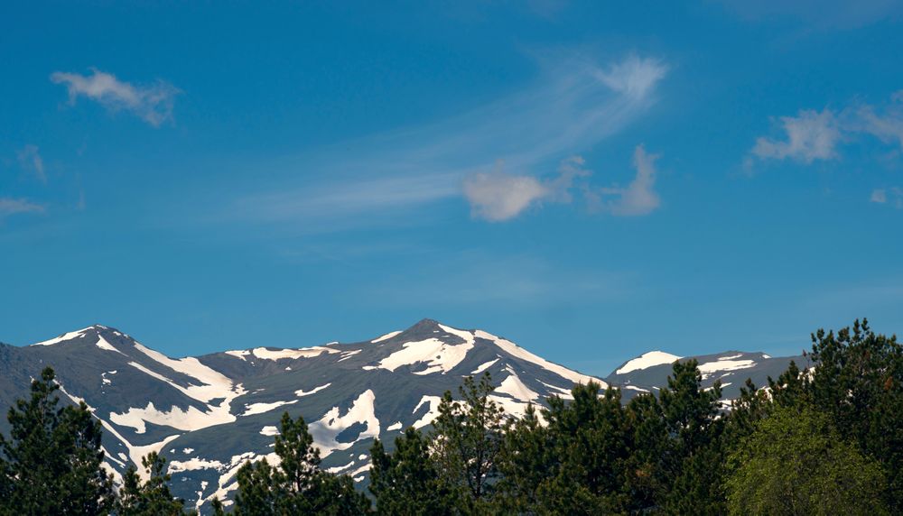 Snowy mountain peaks