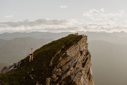 Woman walking in mountain