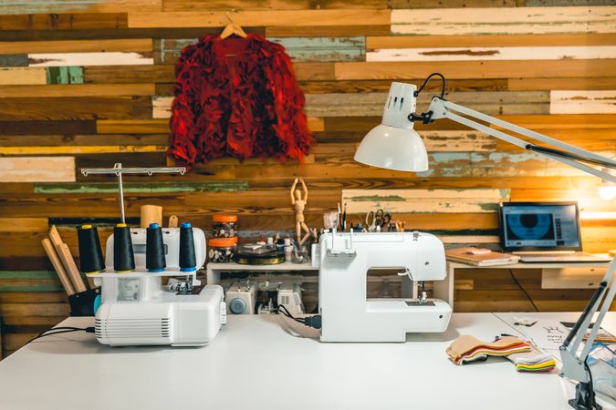 Fashion designer working studio. No people. Copy space