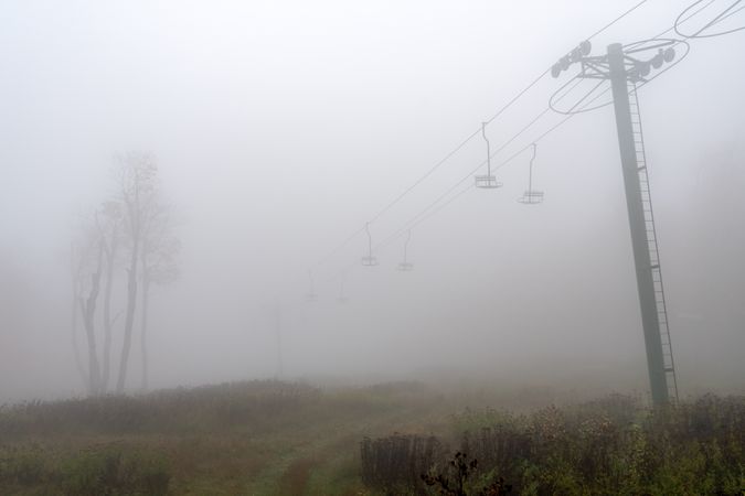 Foggy day by a cable car