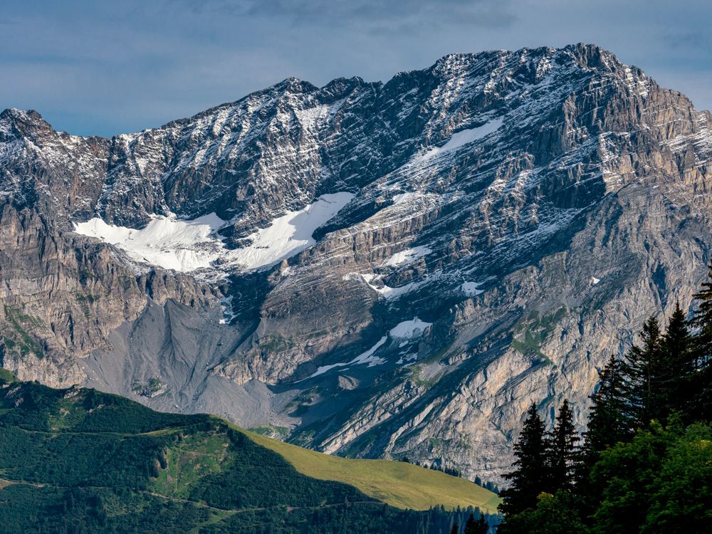 Summer travel to the Swiss Alps. Sun, warm beautiful weather, relaxation and travel.