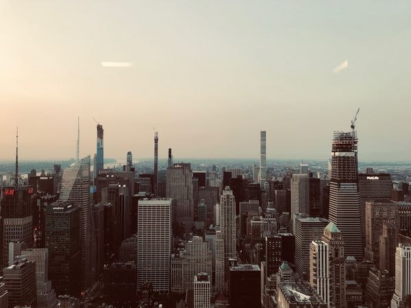 New York city skyline at sunset