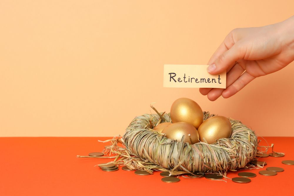 Concept of wealth and retirement - golden eggs