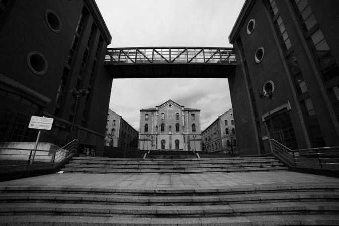 Steps leading to old buildings