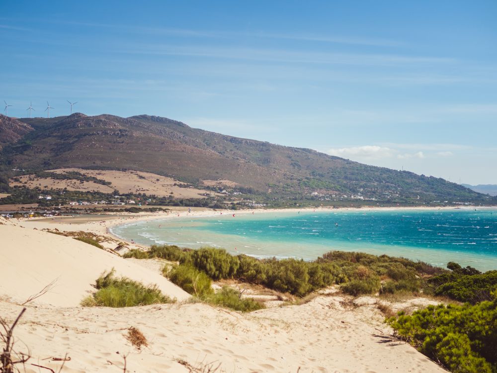 landscape of beach and mountains