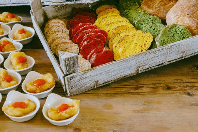 Assorted Colored Bread - Gourmet Appetizer Display