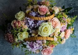 Top view of fresh summer floral box