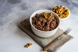 Traditional Georgian bean dish - lobio served with walnuts