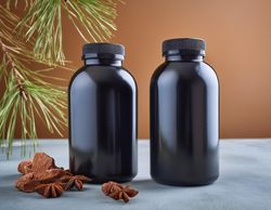 Mockup dark shampoo bottle