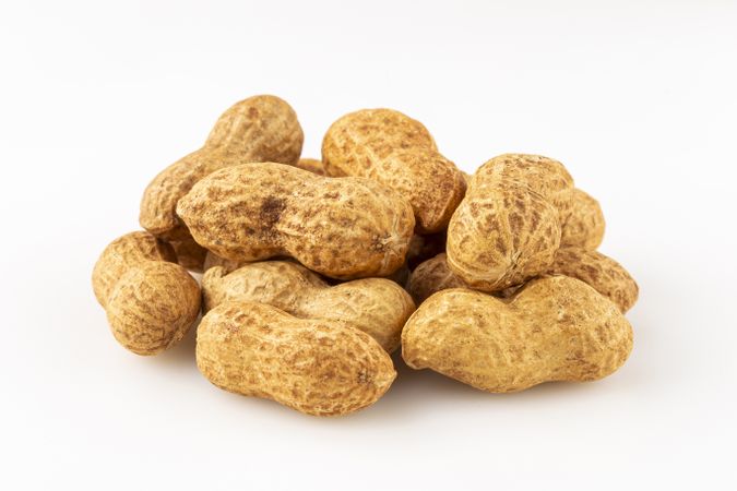 Dry peanut on the white background.