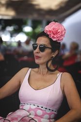 Erratic woman in flamenco dress
