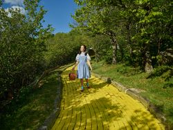 Dorothy strolls down the Yellow Brick Road in Oz located in Boone, North Carolina o5ol94