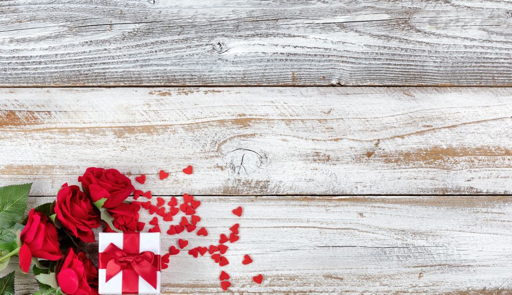 Valentine’s love on rustic wooden boards