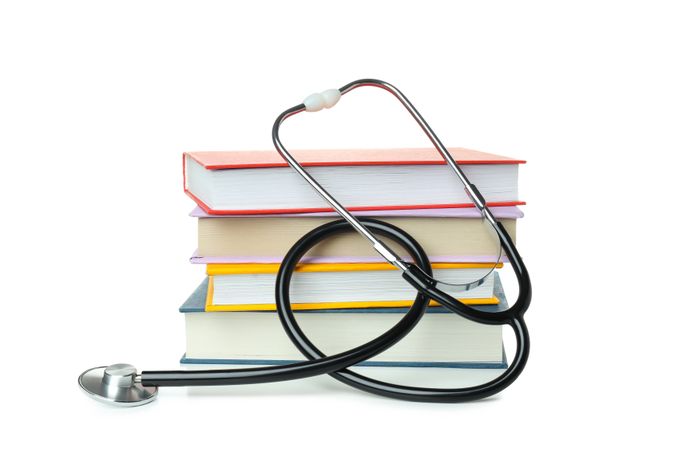 Concept of medical education, isolated on light background