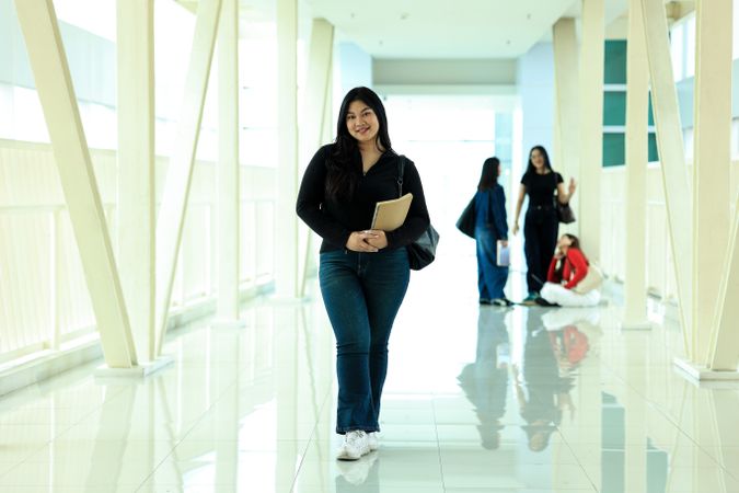 Portrait Confident Young Asian Female College Student on Campus