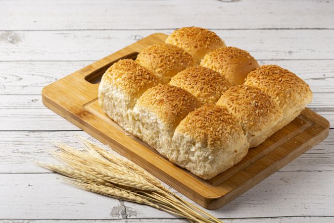 Coconut bread on the wooden table.