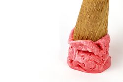 Dropped melting ice cream cone
