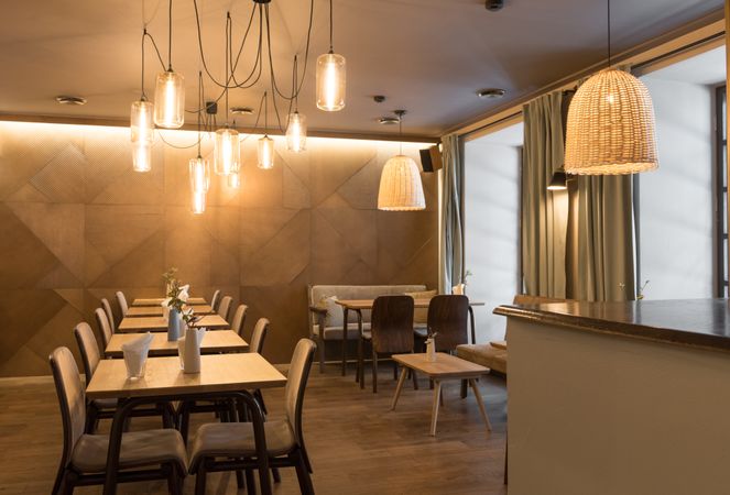 Interior of cozy restaurant