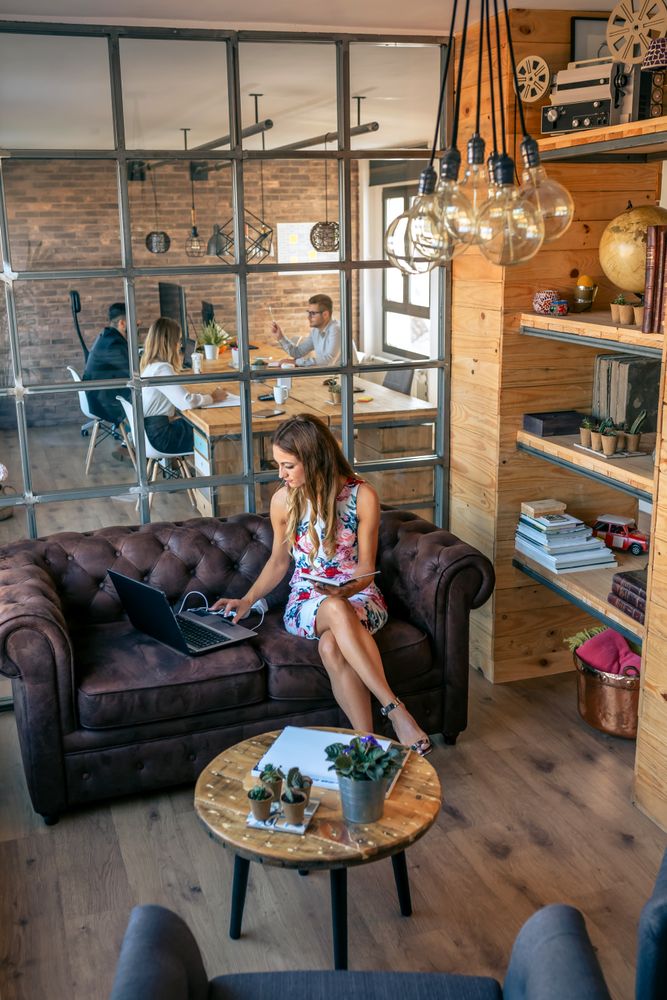 Businesswoman working in a coworking office