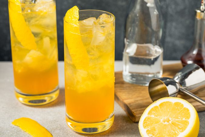 Cold Boozy Lemon Suze Tonic Cocktail
