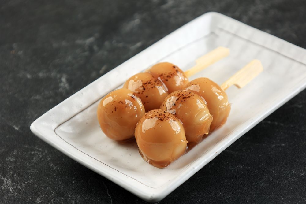 Mitarashi Dango, Japanese Sweet Dumpling in a Sweet Soy Sauce.