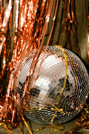 New Years Eve Background with Tinsel Curtain, Glittery, Party Background