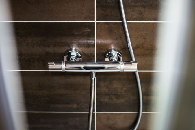 New shower cabin after renovation. Purity and freshness.