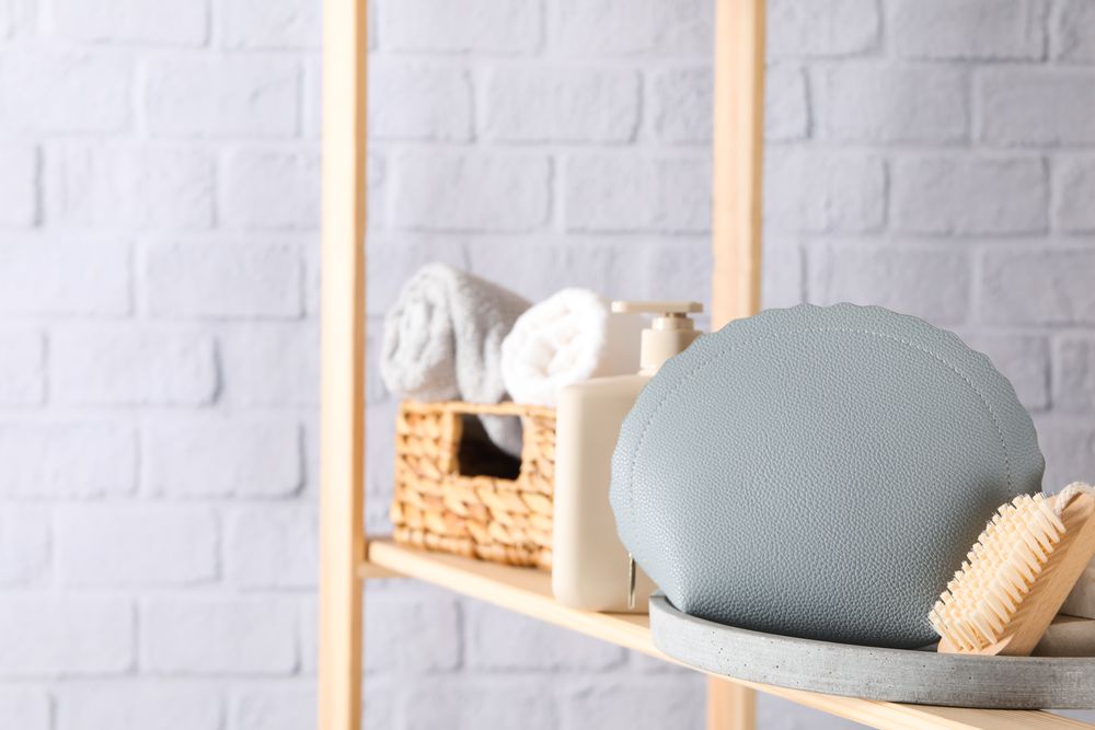 Bath accessories, toilet bag, space for text