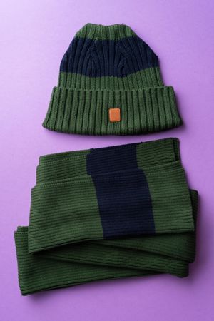 Green scarf and beanie