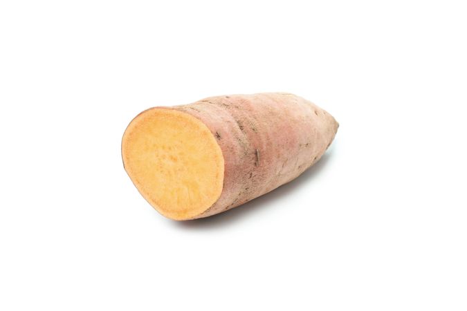 Concept of vegetables, sweet potato, isolated on plain background