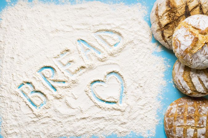 Bread inscription in flour