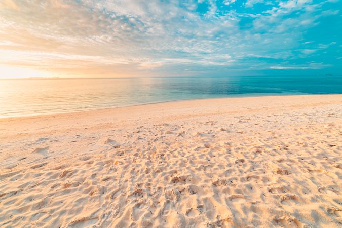 Tropical sandy beach with idyllic blue waters