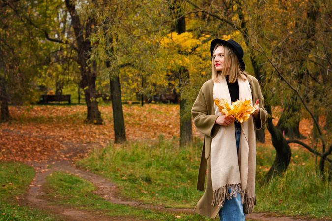 Woman during autumn season