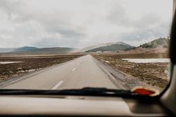 Road trip on cloudy day