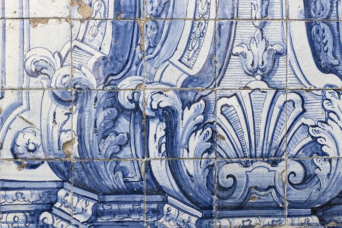 Detail of vintage Portuguese ceramic tiles