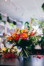 Colorful bouquet standing on a counter