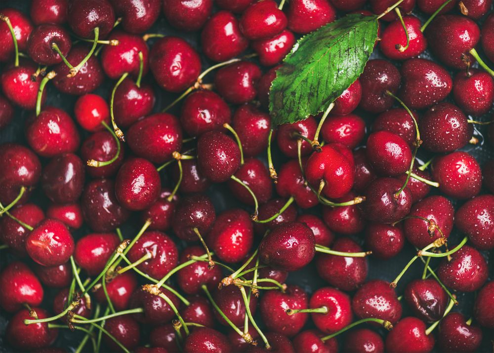 Photo of Freshly washed batch of cherries