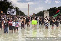 Large group of BLM protestors in Reflecting Pool, Washington, D.C. bYNB10